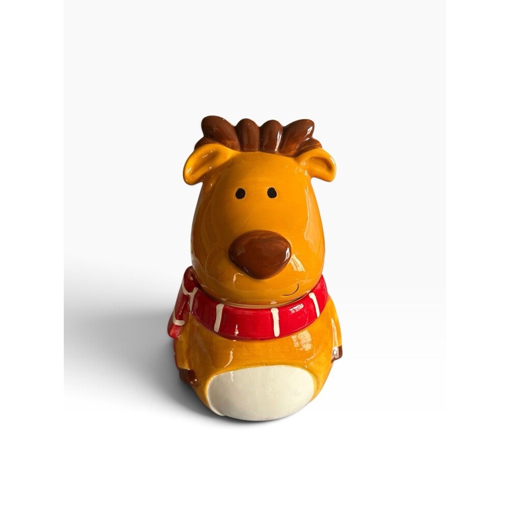David’s Cookies Ceramic Reindeer Cookie Jar Vintage Christmas Kitchen Decor